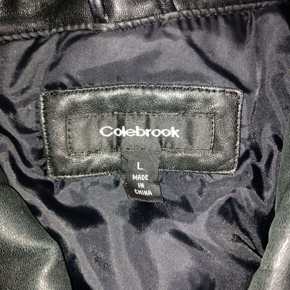 VINTAGE Colebrook Genuine Leather Bomber Jacket Mens L Black Buttery Soft Y2K - Picture 3 of 16